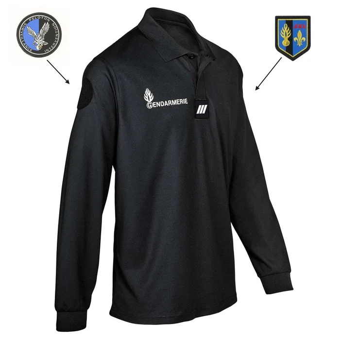 POLO NOIR GENDARMERIE MANCHES LONGUES – COOLDRY – GD