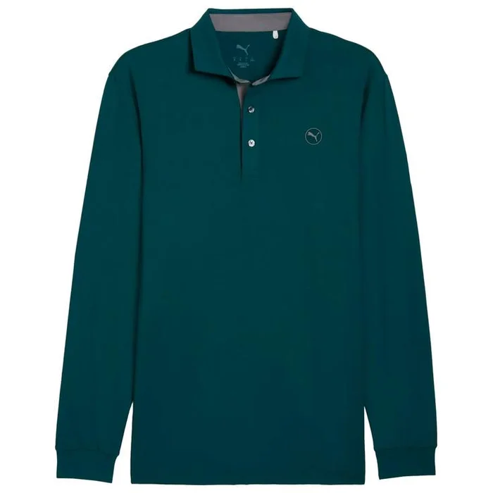Polo Puma Golf Cloudspun Ls Midweight Polo Green Terrain Slate Sky