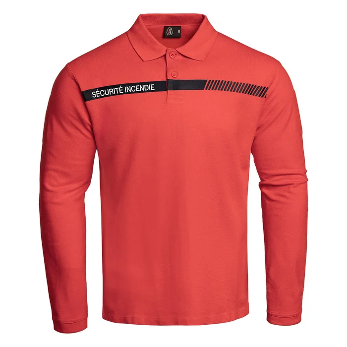 Polo SÉCU-ONE manches longues Sécurité Incendie Rouge – Ref 01.052303