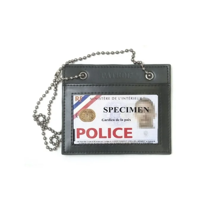 Porte-carte en cuir avec chaîne Forces de l’ordre