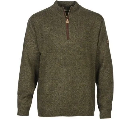 Pull chasse col zippé kaki brodé PERCUSSION