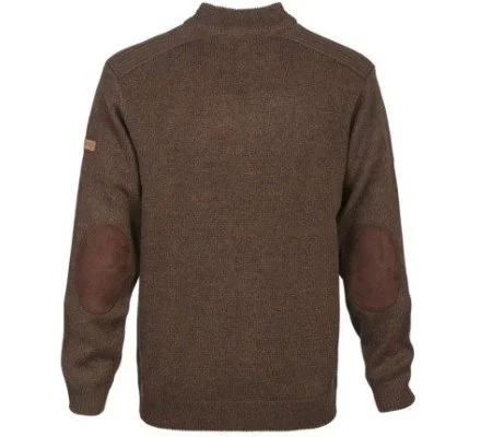 Pull chasse col zippé marron brodé PERCUSSION – Image 2
