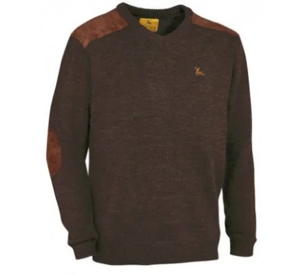 Pull chasse Fox col V marron VERNEY CARRON