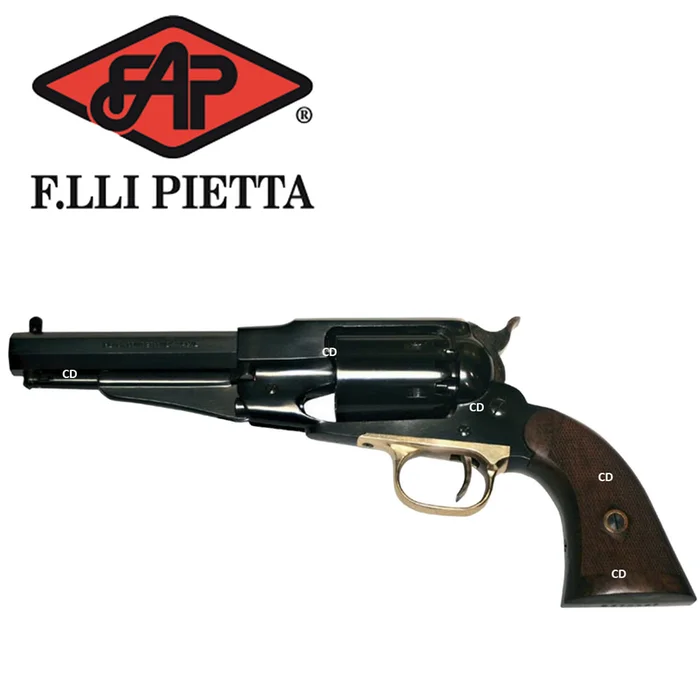 Révolver Pietta 1858 Remington Acier Sheriff Bronze Noyer 44
