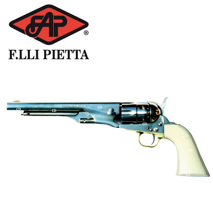 Révolver Pietta 1860 Army Acier Blanc Crosse Ivoirine