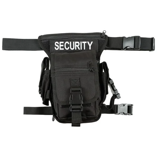 Sac banane tactique, « Security », noir, fixation jambe et ceinture