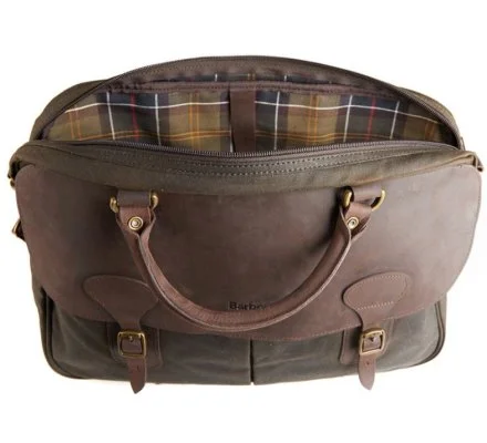 Sacoche Briefcase en coton huilé et cuir Olive BARBOUR – Image 2