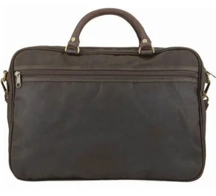 Sacoche Briefcase en coton huilé et cuir Olive BARBOUR – Image 3