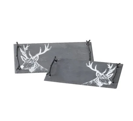 Set de 2 plateaux en ardoise cerf LOVERGREEN