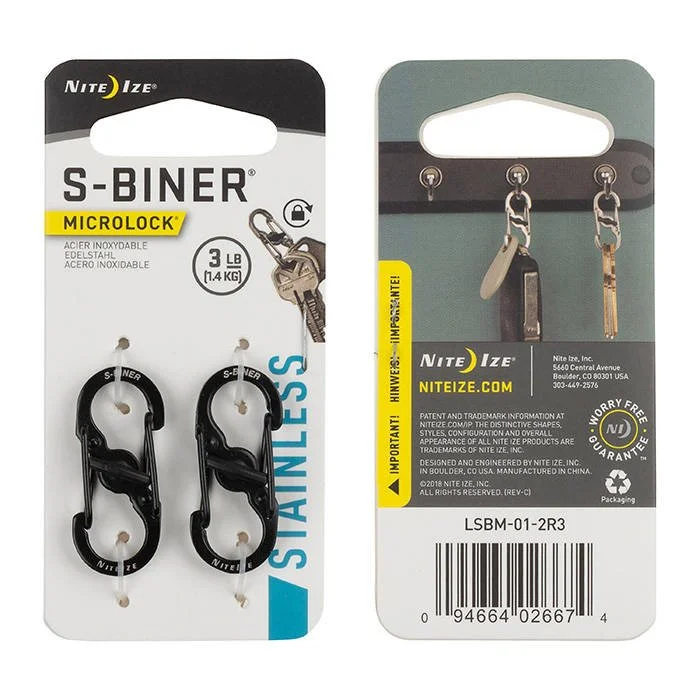 SPC11111 – Nite Ize S-Biner Microlock acier noir par 2