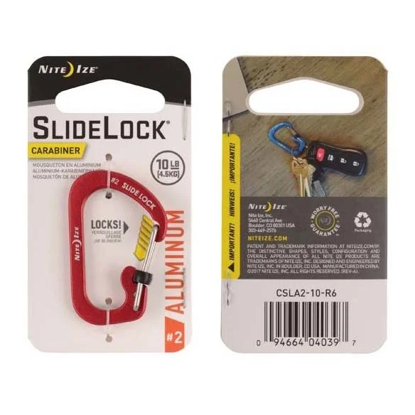 SPC19135 – Nite Ize Mousqueton Slidelock N° 2 Aluminium Rouge