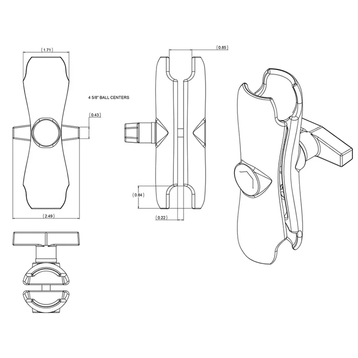 Support RAM Mount à double rotule pour bases de boule de 1,5″ – Image 2