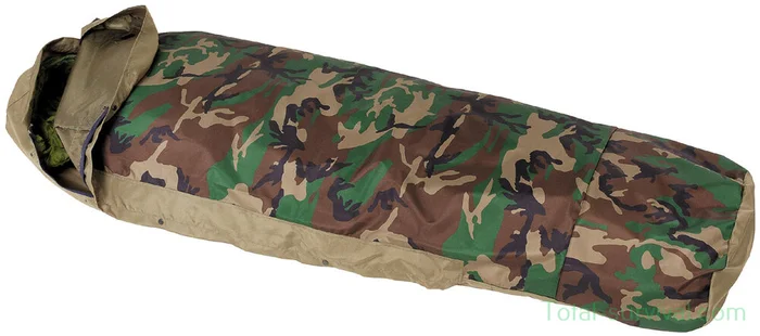 Système de sac de couchage modulaire MFH GI Housse de sac de couchage stratifiée à 3 couches, respirante, hydrofuge, woodland camo