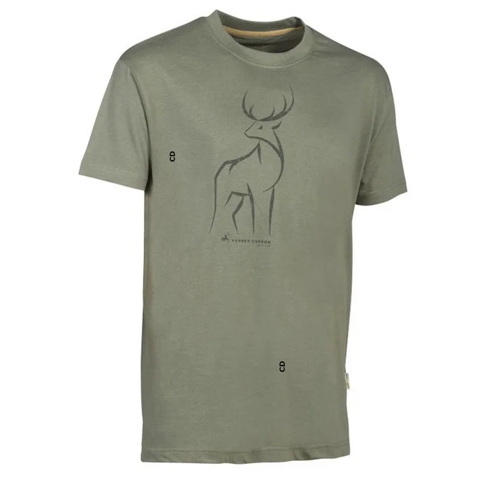T-Shirt Homme Verney Carron Imprimé Cerf Kaki