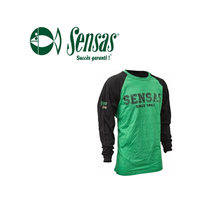 T-SHIRT MANCHES LONGUES SENSAS VERT ET NOIR