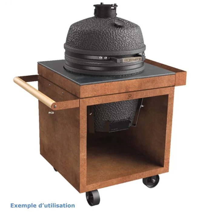 Table Corten 75 Pro+ Céramique Gris Anthracite Ofyr Pour Kamado