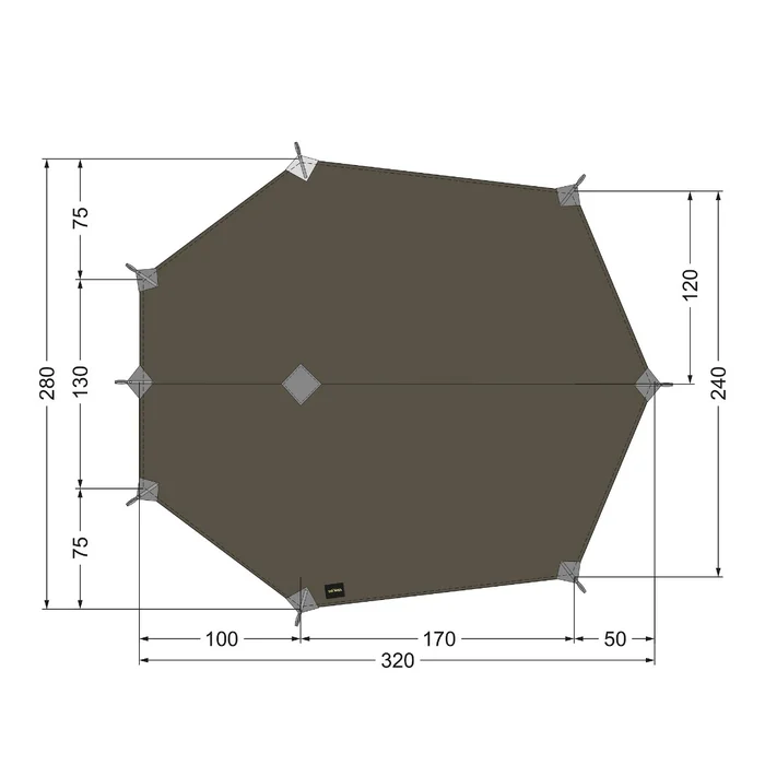 TARP WING 3LT – Toile Tatonka en polyamide/silicone – 320 x 280 cm – Vert SGO