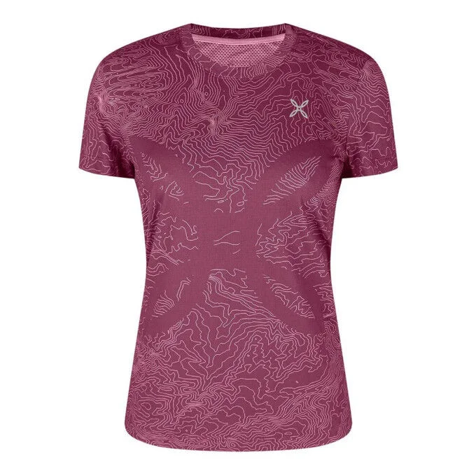 Tee-shirt de running femme Topographic Sublime – Raisin/Rose clair