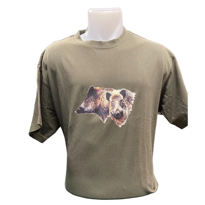 TEE SHIRT SANGLIER KAKI