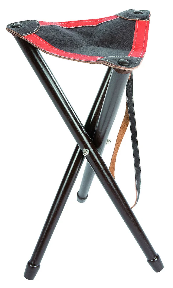 Trépied Januel en bois avec assise en cuir avec bande fluo – 65 cm