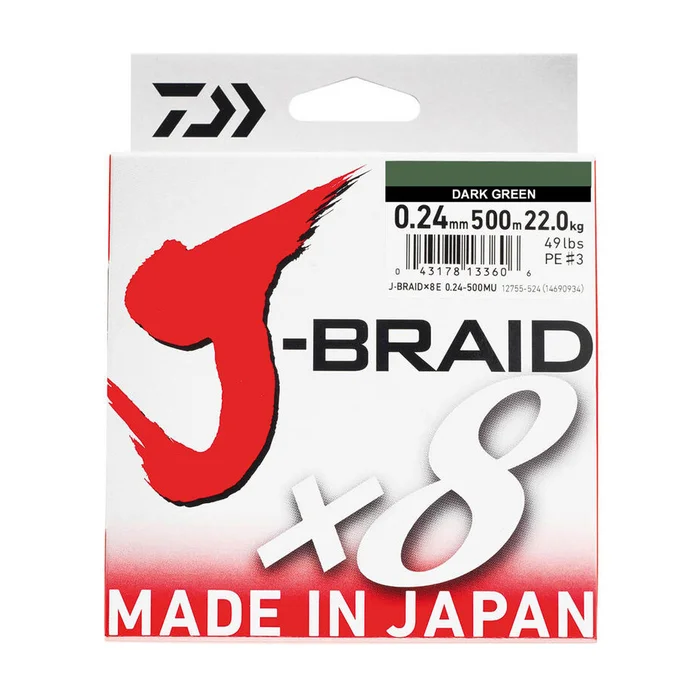Tresse Daiwa J Braid X8 Vert 500m