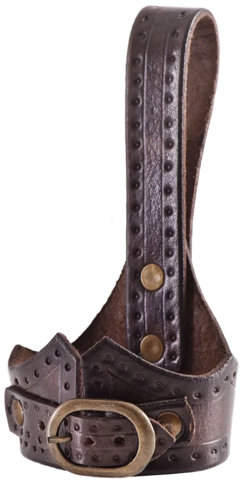 ULF-LP-35 – LARP Porte-corne à boire avec boucle Cuir marron foncé 0,3L