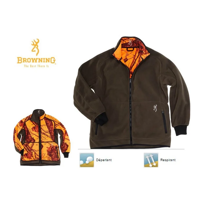 VESTE BROWNING POLAIRE POWERFLEECE ZIPPIN BLAZE /VERT REVERSIBLE