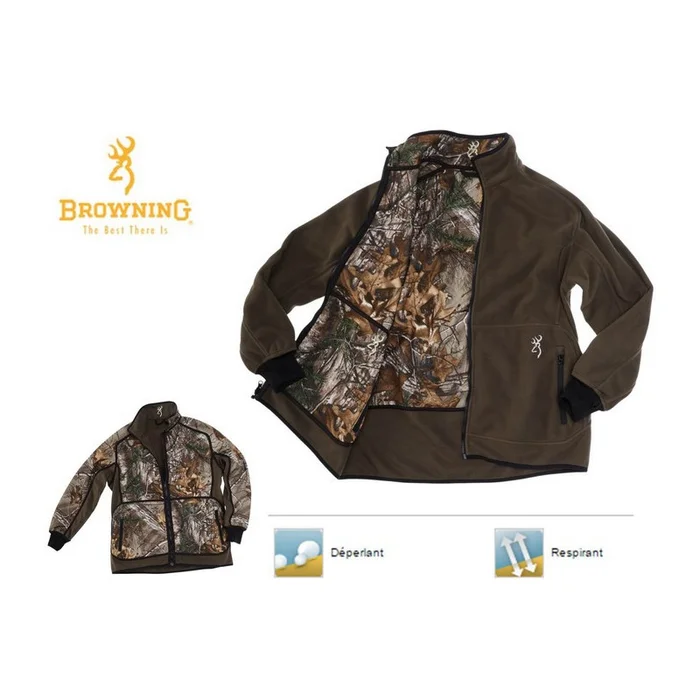 VESTE BROWNING POLAIRE POWERFLEECE ZIPPIN XTRA VERT REVERSIBLE