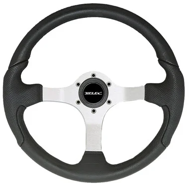 Volant Uflex Nisida 13,8&Prime; – Poignée en polyuréthane noir avec rayons en aluminium noir