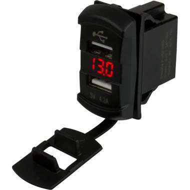 Voltmètre Sea-Dog à bascule double USB avec écran caché
