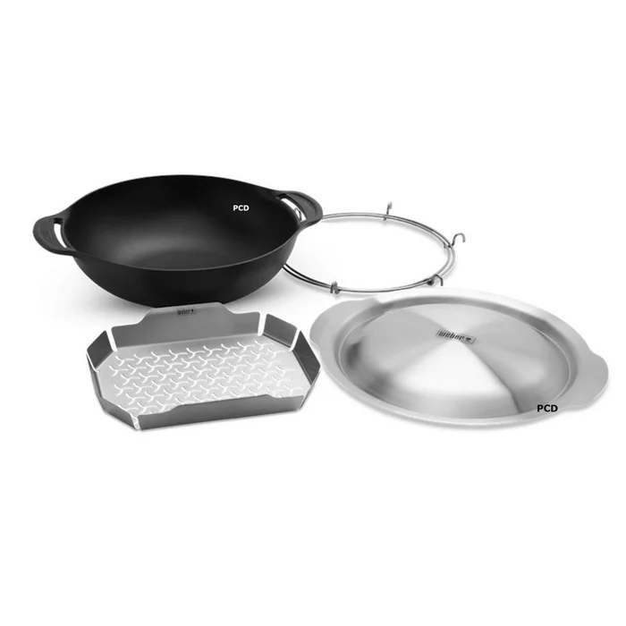 Wok En Fonte D&rsquo;Acier Et Panier Vapeur Pour Gourmet BBQ System Weber