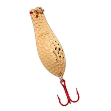 Yellow Bird – Cuillère Doctor Premium avec hameçons rouges LazerSharp en or martelé (PM402) – 3,75″ 5/8 oz